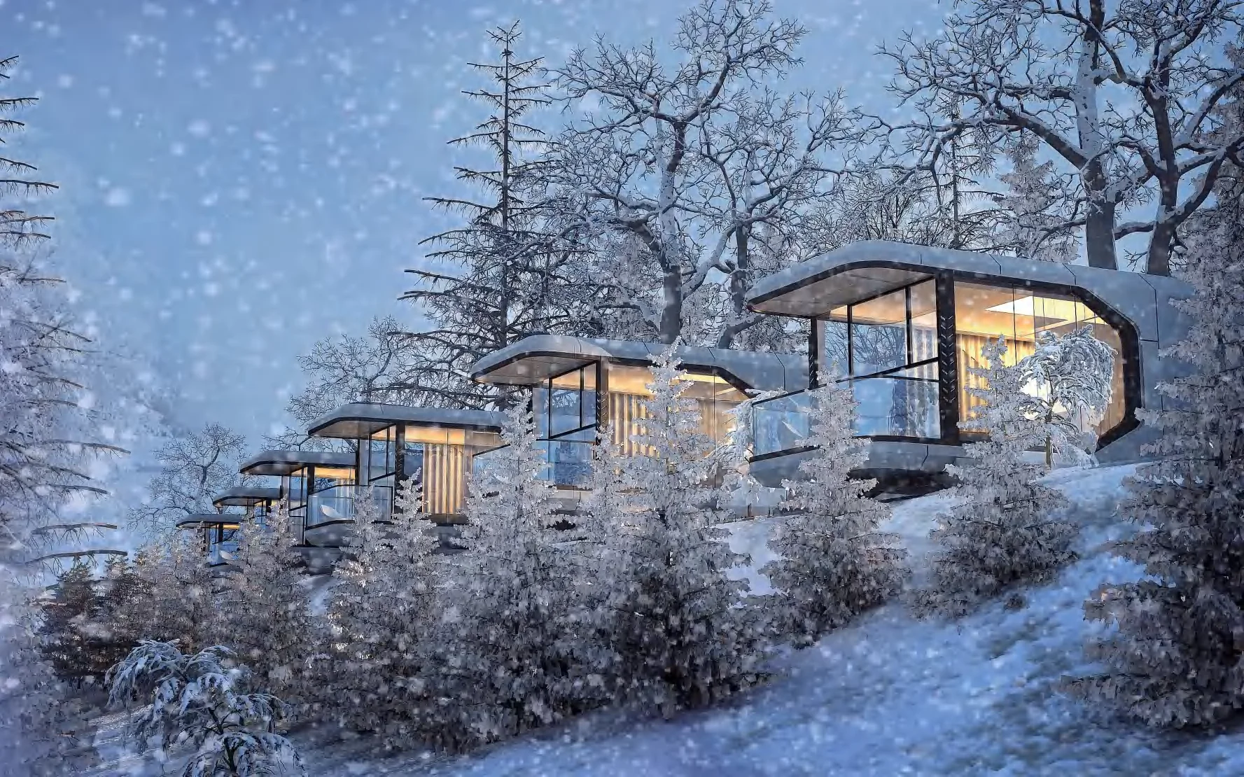 Cabin met uitzicht op bergen